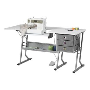 Birch Eclipse Ultra Adjustable Hobby & Sew Table Grey & White
