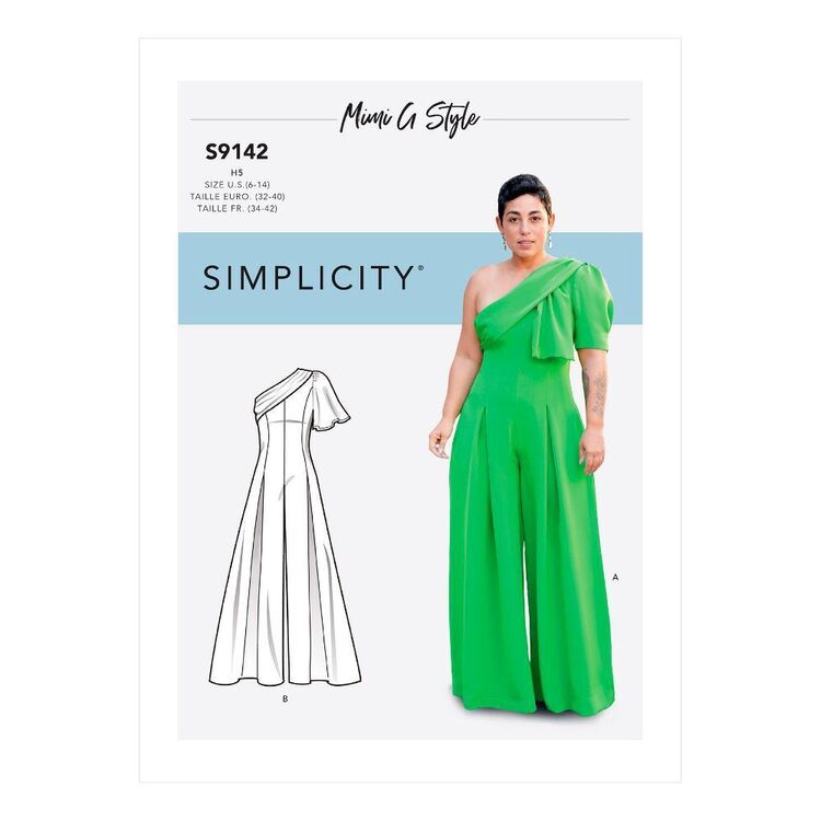 Simplicity S9142 Misses' Jumpsuit With One Shoulder Drape Pattern