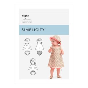 Simplicity Sewing Pattern S9152 Babies' Dress, Panties & Hat X Small - XX Large