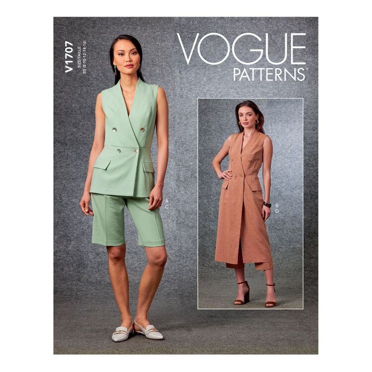 Vogue Sewing Pattern V1707 Misses' Vest, Shorts & Pants