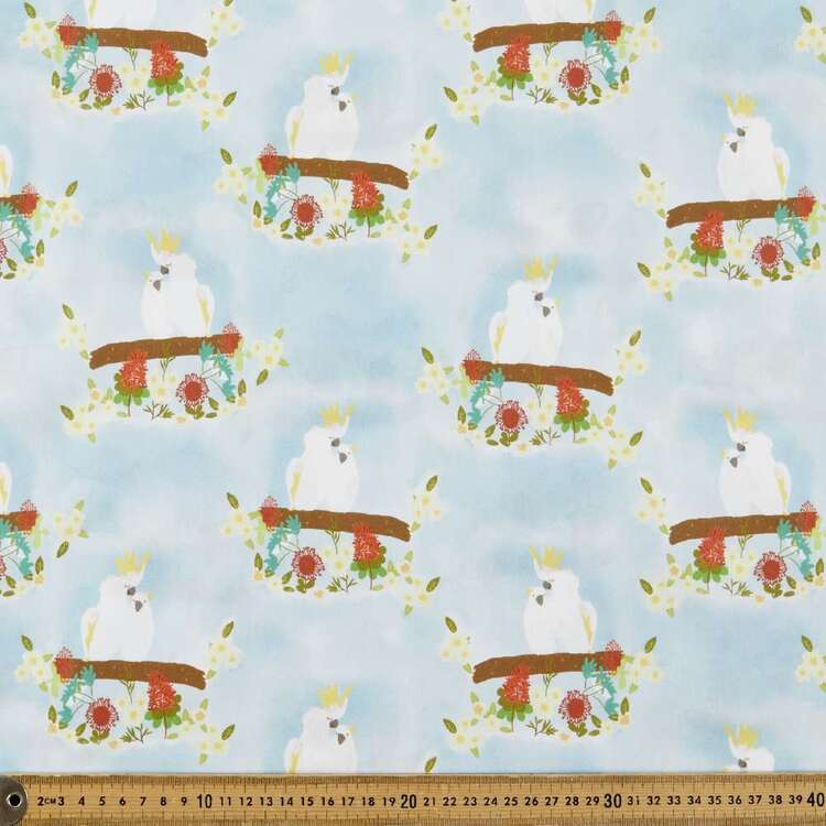 Suki McMaster Cockatoo Digital Printed 112 cm Cotton Poplin Fabric
