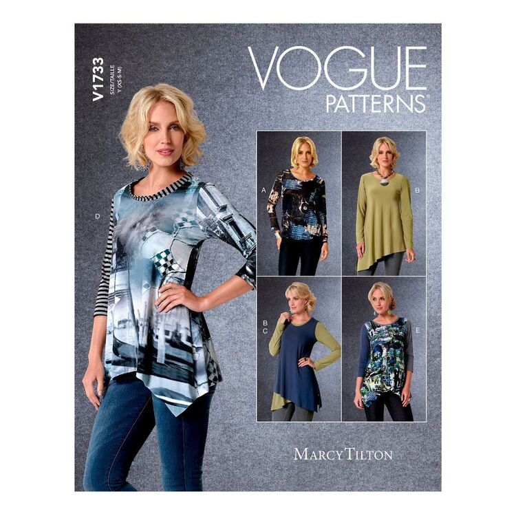 Vogue Sewing Pattern V1733 Misses' Shaped-Hemline Tops