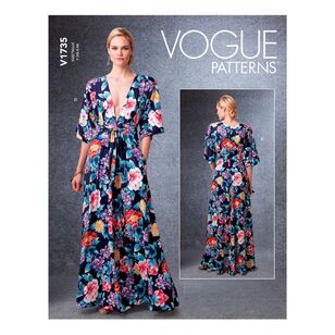 Vogue Sewing Pattern V1735 Misses' Deep-V Kimono-Style Dresses with Self-Tie