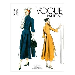Vogue Sewing Pattern V1738 Misses' Wide-Collar, Fit-and-Flare Dress