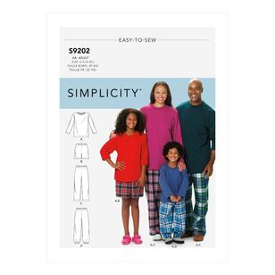 Simplicity Sewing Pattern S9202 Misses'/Men's/Children's/Boys'/Girls' T-Shirt, Shorts & Pants