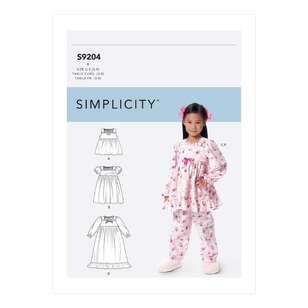 Simplicity Sewing Pattern S9204 Children's/Girls' Gathered Tops, Dresses, Gown and Pants 3 - 8