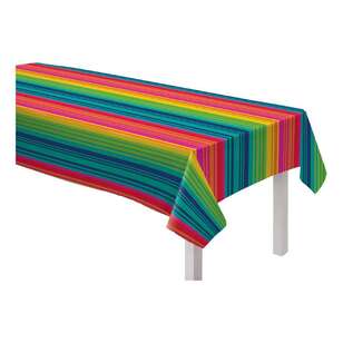 Fiesta Vinyl Striped Table Cover Multicoloured 130 x 230 cm