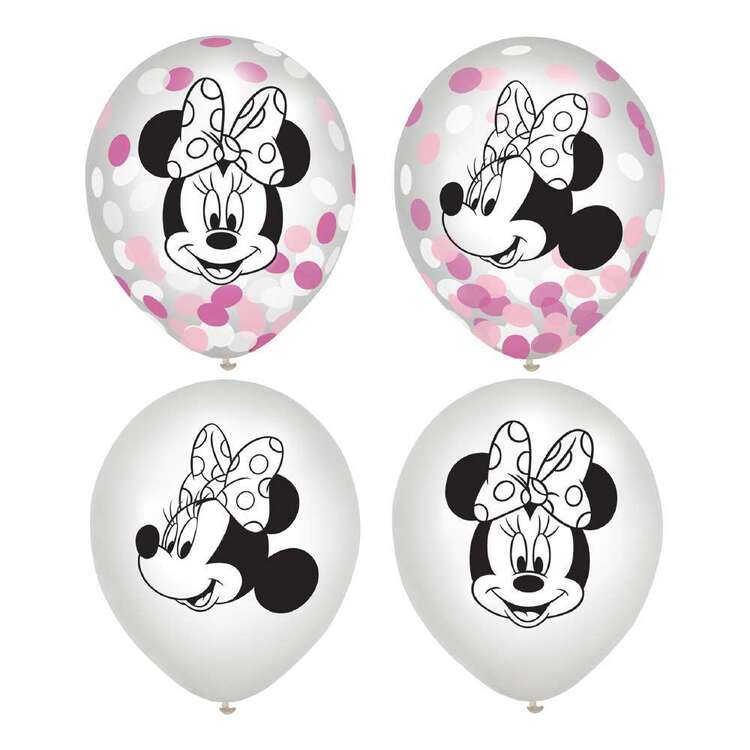 Minnie Mouse Latex Confetti Balloons 6 Pack