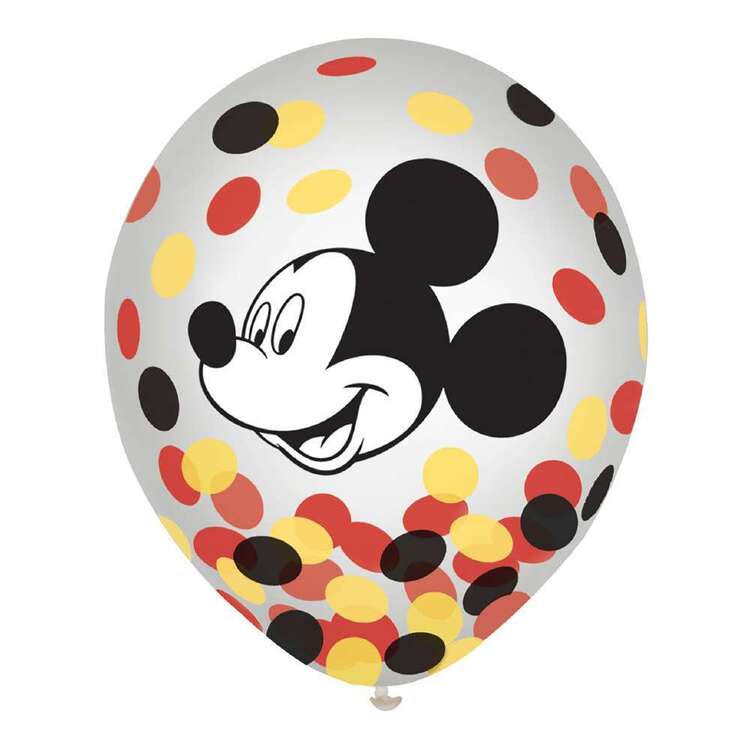 Mickey Mouse Latex Confetti Balloons 6 Pack Multicoloured 30 cm