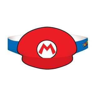 Super Mario Bros Paper Hat 8 Pack Multicoloured