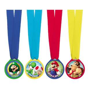 Super Mario Bros Mini Award Medal Favours 12 Pack Multicoloured