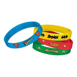 Justice League Heroes Unite Rubber Bracelets 4 Pack Multicoloured
