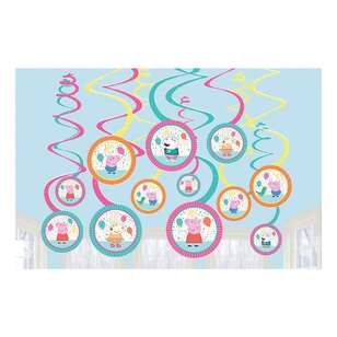 Peppa Pig Swirls Hanging Decorations 12 Pack Multicoloured