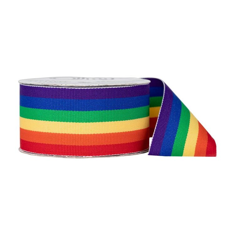 Offray Ribbon Colours Offray Rainbow Stripe Grosgrain Ribbon Multicoloured | Spotlight Australia