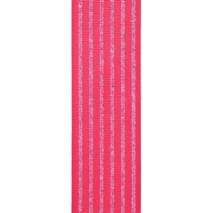 Offray Glitter Six Stripe Grosgrain Ribbon Pink 38 mm x 2.7 m