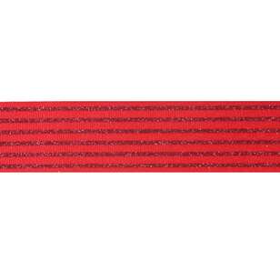 Offray Glitter Six Stripe Grosgrain Ribbon Red 38 mm x 2.7 m
