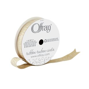 Offray Metallic Weave Ribbon Ivory 15 mm x 2.7 m