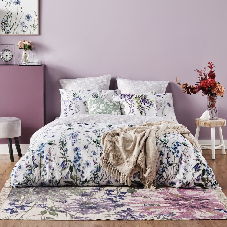 Ombre Home Classic Chic Floral Vine Quilt Cover Set Purple
