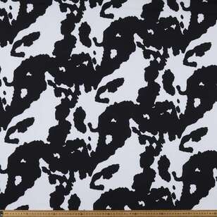 Cow Printed 148 cm Polyester Taffeta Fabric Black & White 148 cm