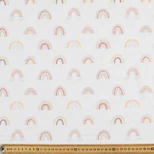 Rainbows Printed 112 cm Organic Cotton Jersey Fabric Pink 112 cm