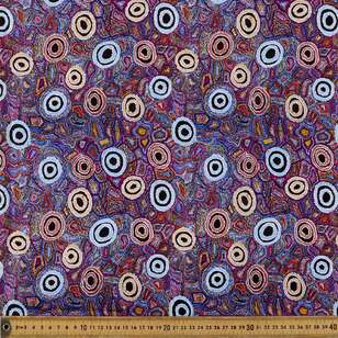 Warlukurlangu Joy Nangala Brown Yumari Jukurrpa Printed 112 cm Cotton Poplin Fabric Multicoloured 112 cm