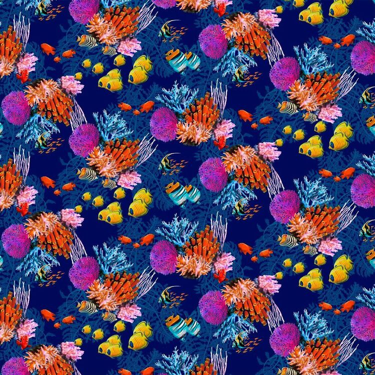 Studio E Reef Life Coral Reef Printed 112 cm Cotton Fabric