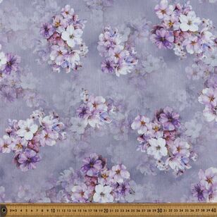 Majestic Flower Digital Printed 148 cm Cotton Linen Fabric Amethyst 148 cm