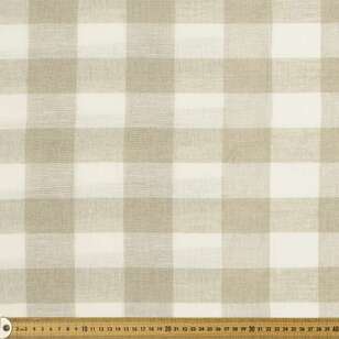 Large Gingham Check 148 cm Linen Fabric Natural & White 148 cm