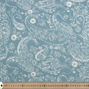 Paisley Printed 148 cm Polando Linen Look Fabric Denim 148 cm