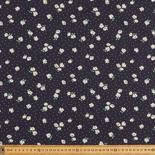 Mix N Match TC Daisy & Spots Printed 112 cm Poly Cotton Fabric Navy 112 cm
