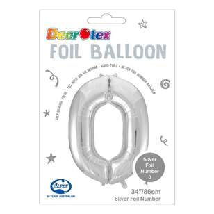 Decrotex Number 0 Foil Balloon Silver 86 cm