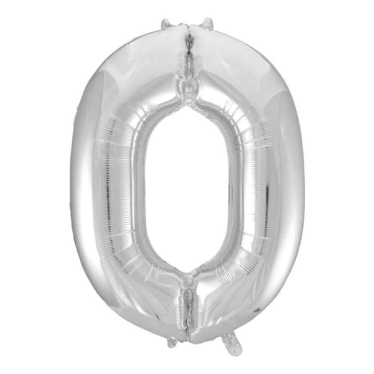 Decrotex Number 0 Foil Balloon Silver 86 cm