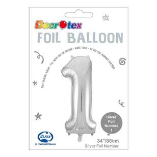 Decrotex Number 1 Foil Balloon Silver 86 cm