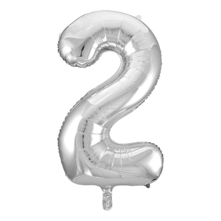 Decrotex Number 2 Foil Balloon Silver 86 cm