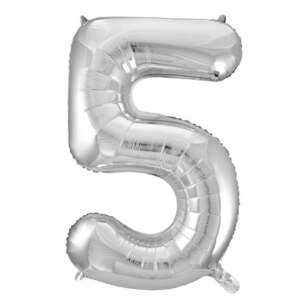 Decrotex Number 5 Foil Balloon Silver 86 cm