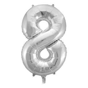 Decrotex Number 8 Foil Balloon Silver 86 cm