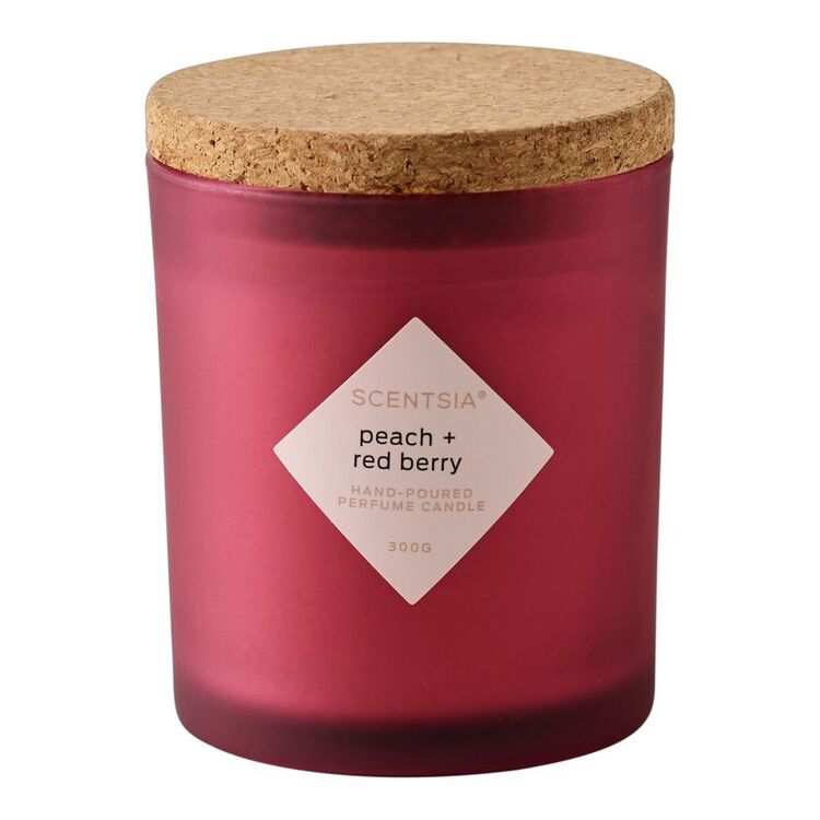 Scentsia Peach & Red Berry 300 g Candle Jar With Cork Lid