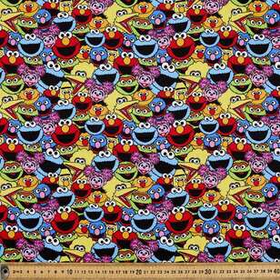 Sesame Street All Over Cotton Fabric Multicoloured 112 cm