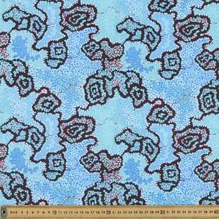 Warlukurlangu Chantelle Nampijinpa Robertson Water Dreaming Printed 112 cm Cotton Fabric Blue 112 cm