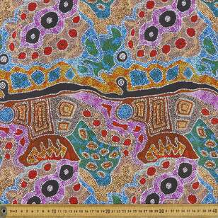 Warlukurlangu Priscilla Napurrurla Herbert Desert Fringe-Rush Dreaming Printed 112 cm Cotton Fabric Multicoloured 112 cm