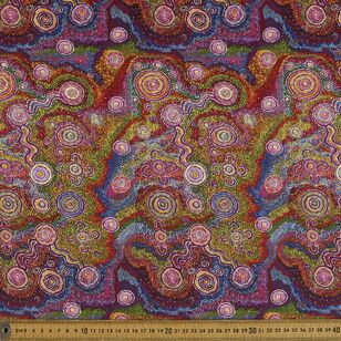 Warlukurlangu Ruth Nungarrayi Spencer Goanna Dreaming #2 Printed 112 cm Cotton Fabric Multicoloured 112 cm