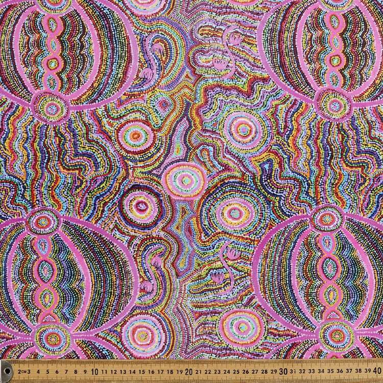 Warlu Wardapi Jukurrpa (Goanna Dreaming) 150 cm Cotton Canvas Fabric Multicoloured 150 cm