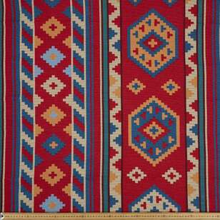 Aztec Printed 145 cm Suiting Fabric Red & Multicoloured 145 cm