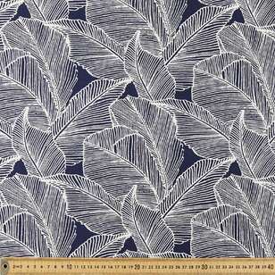 Leaf Printed 135 cm Rayon Fabric Navy & Ivory 135 cm