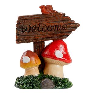 Fairy Village Mushroom Welcome Street Sign Multicoloured