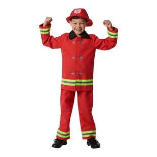 Spartys Kids Firefighter Costume Red 6 - 8 Years