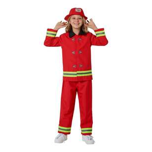 Spartys Kids Firefighter Costume Red 6 - 8 Years