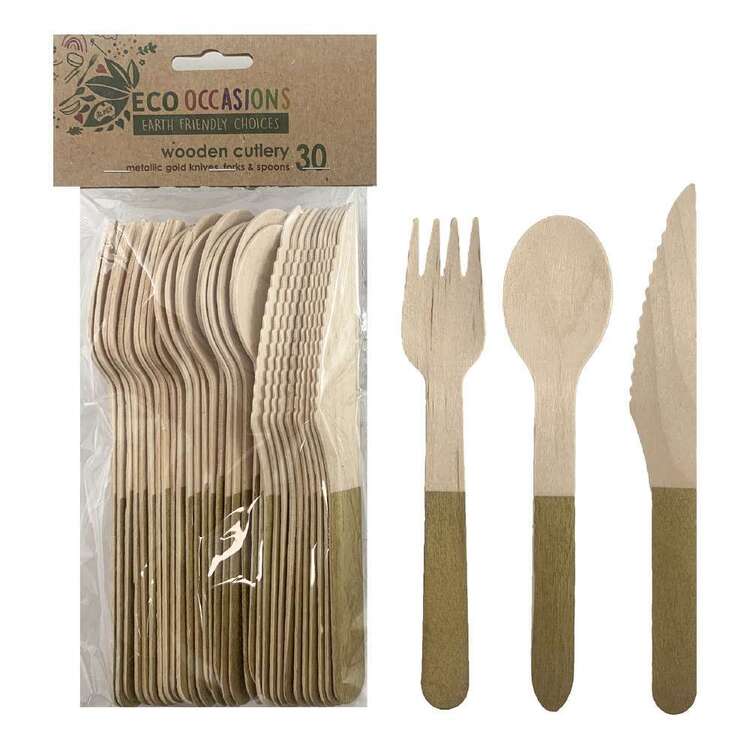 Alpen 30 Piece Wooden Cutlery Set