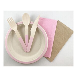 Alpen 30 Piece Wooden Cutlery Set Light Pink