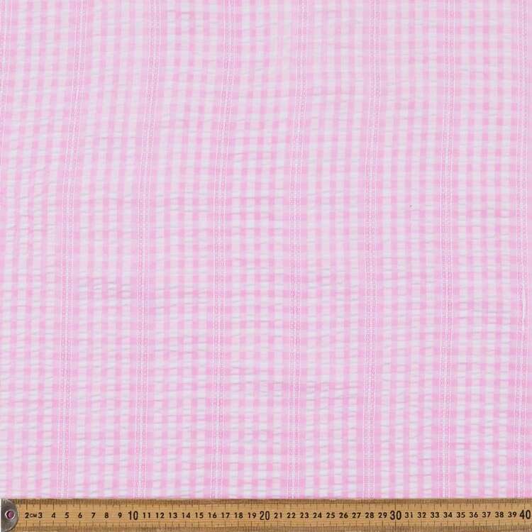 Check #1 Printed 140 cm Yarn Dyed Seersucker Fabric Pink 140 cm